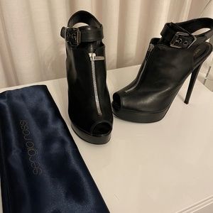 Sergio Rossi 5.5" Heel Ankle Bootie Sandal w/ Dust Bag Size 40